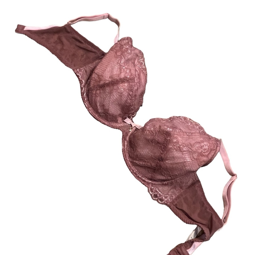 Gossard US 32G UK 32F Superboost Plunge Bra Non-padded Lace Underwire Dusty Rose